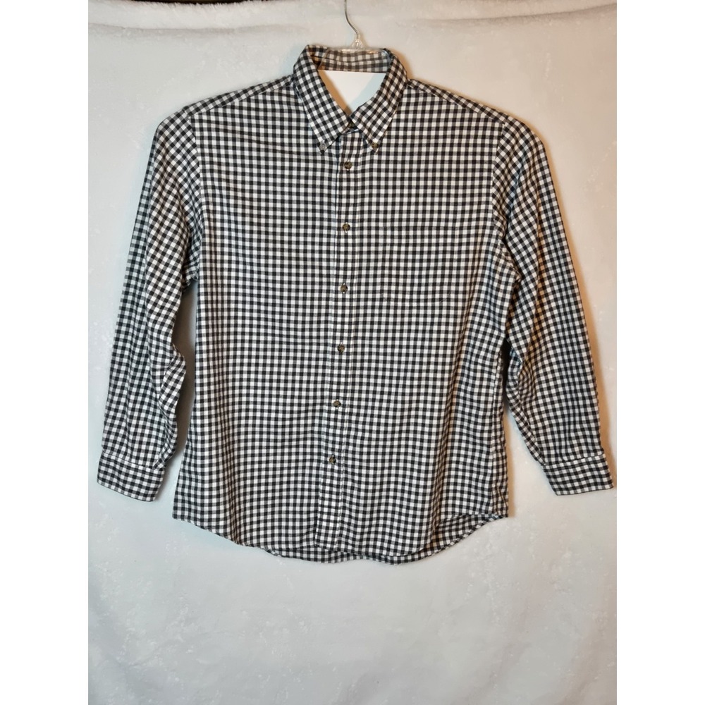 Brooks Brothers Men's Size XL Black/ White Plaid Shirt Button Down Long Sleeve